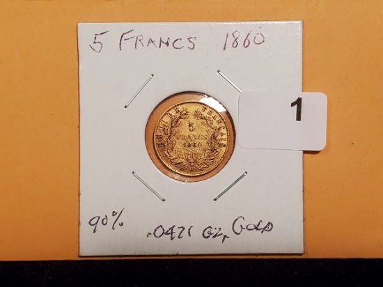 GOLD! 1860 France 5 francs