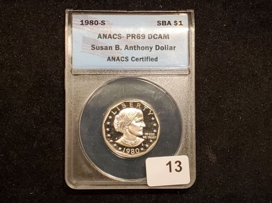 ANACS 1980-S Susan B Anthony Dollar in Proof 69 Deep Cameo