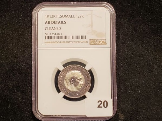 **Wow NGC 1913-R Italian Somaliland 1/2 rupee in About Uncirculated - details