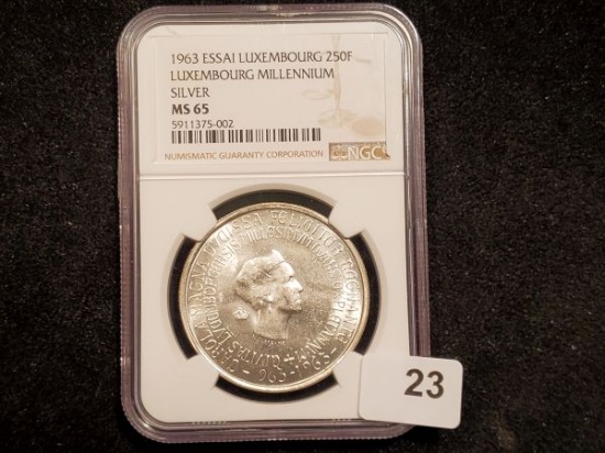 NGC 1963 Essai Luxembourg 250 Francs in MS-65
