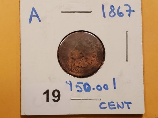 Better Date 1867 Indian Cent in AG