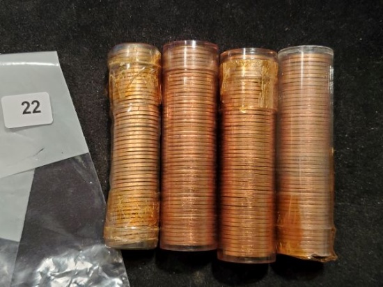 Four BU RED Lincoln Cents