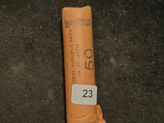 Bank wrapped roll of Lincoln Cents