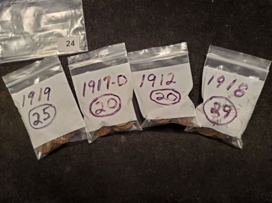 Four bags of Wheat cents