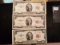 Three 1953 $2 Red Seal Notes