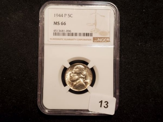 NGC 1944-P Silver Wartime Jefferson Nickel in MS-66