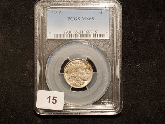 WOW! Semi-Key PCGS 1916 Buffalo Nickel in MS-65