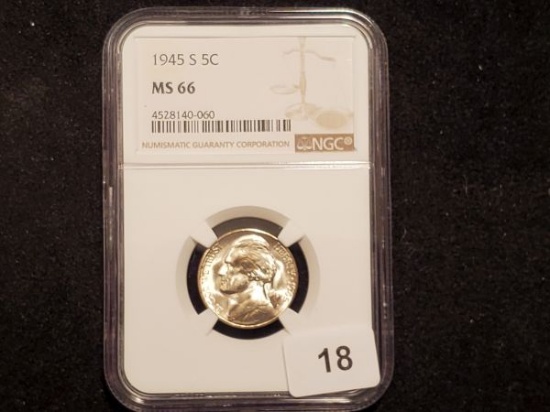 NGC 1945-S Silver Wartime Jefferson Nickel in MS-66