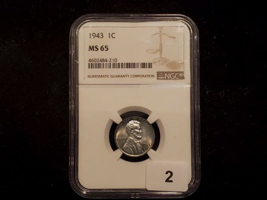 NGC 1943 Steel Wheat Cent in MS-65