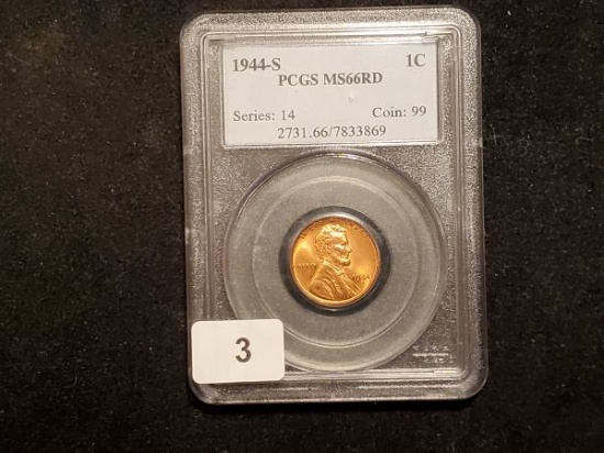 PCGS 1944-S Wheat Cent in MS-66 RED