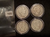 Four Barber Half Dollars