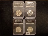 Four Brilliant Uncirculated Silver Kennedy Half Dollars