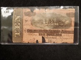 Partial Confederate Note Ten Dollars