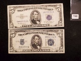 Two Five Dollar Silver Certificates