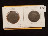 1844 and 1842 Upper Canada Half-Penny tokens