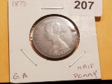 Nice 1873 Great Britain 1/2 penny