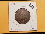 Better Grade 1881 Sweden 5 ore