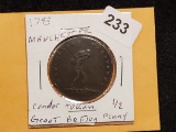 Cool 1793 Manchester Conder Token Half-Penny