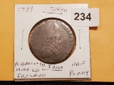 Awesome 1789 Cronebane Irish Half-penny