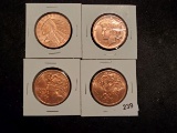 Four more Big one ounce pure copper rounds