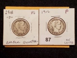 1908-D and 1912 Barber Quarters