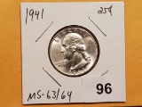 1941 Washington Quarter in MS-63/64