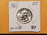 1961 Washington Quarter in MS-64/65