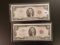 Two Crisp Uncirculated SERIES OF 1963 TWO DOLLAR RED SEALS