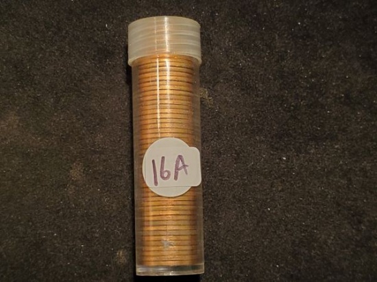 Full roll of BU RED 1956-D Wheat cents