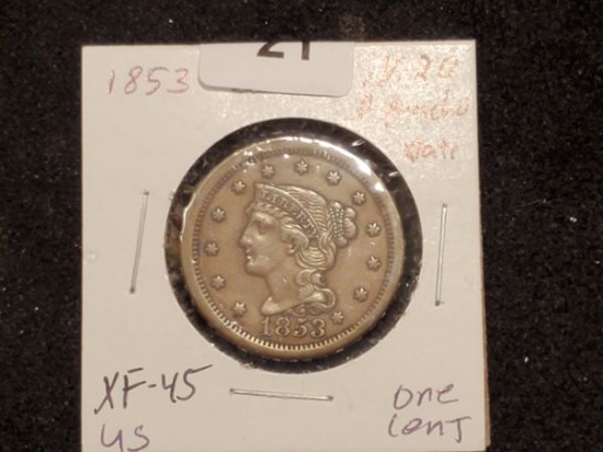 Nuther Purty 1853 Braided Hair Large Cent in Extra Fine 45