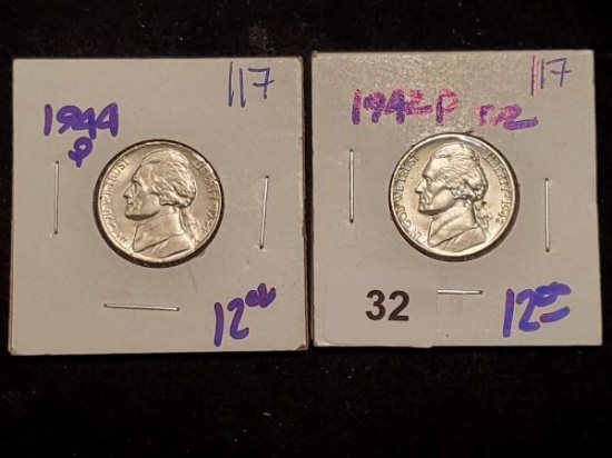 Couple of GEM BU Silver Jefferson Wartime nickels