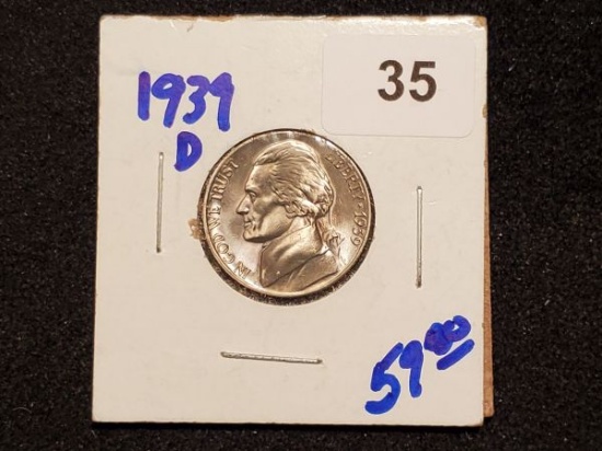 Choice Plus Brilliant Uncirculated 1939-D Jefferson Nickel