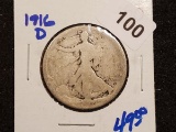 Key date 1916-D Walking Liberty Half Dollar