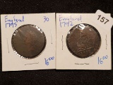 Two 1790'S CONDOR TOKENS