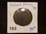 IRISH HIBERNIA HALF PENNY THAT WAS CIRCULATED THROUGH THE COLONIES