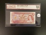 BANK OF CANADA SERIES OF 1974 TWO DOLLAR NOTE GRADED AU 55