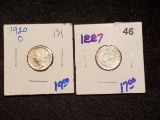 1920-D and 1887 Dimes