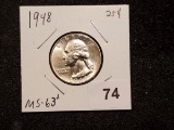 1948 Washington Quarter in MS-63+