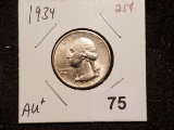 1934 Washington Quarter in About Uncirculated