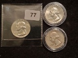 Three Silver Washington Quarters