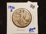 Key date 1916-S Walking Liberty Half Dollar