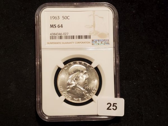 NGC 1963 Franklin Half Dollar in MS-64