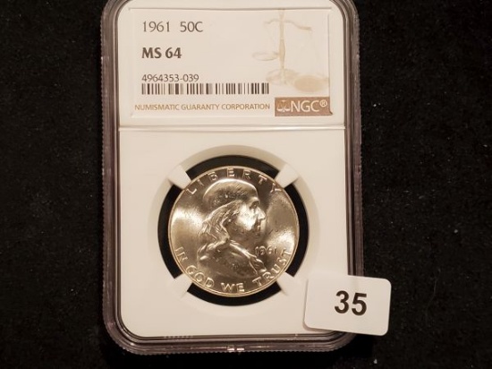 NGC 1961 Franklin Half Dollar in MS-64