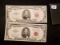 Two near uncirculated 1963 Red Seal $5 notes
