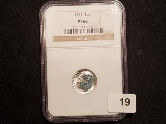 NGC 1953 Roosevelt Dime in Proof 66