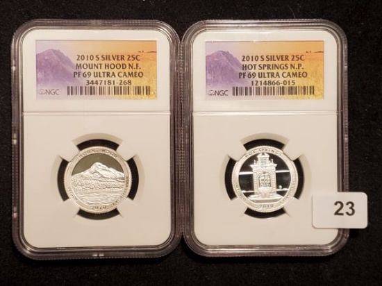 Two NGC 2010-S SILVER National Parks Quarters