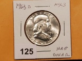 1963-D Frankin Half Dollar in MS-63