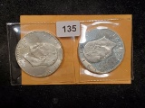Two Silver Eisenhower Dollars