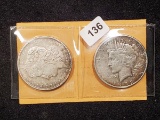 1921 Morgan and 1922-S Peace Silver Dollars