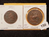 Two Upper Canada Bank Tokens